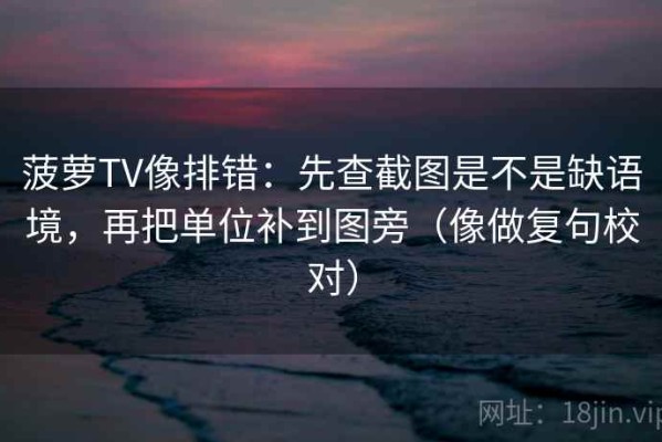 菠萝TV像排错：先查截图是不是缺语境，再把单位补到图旁（像做复句校对）