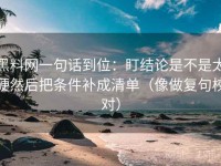 黑料网一句话到位：盯结论是不是太硬然后把条件补成清单（像做复句校对）